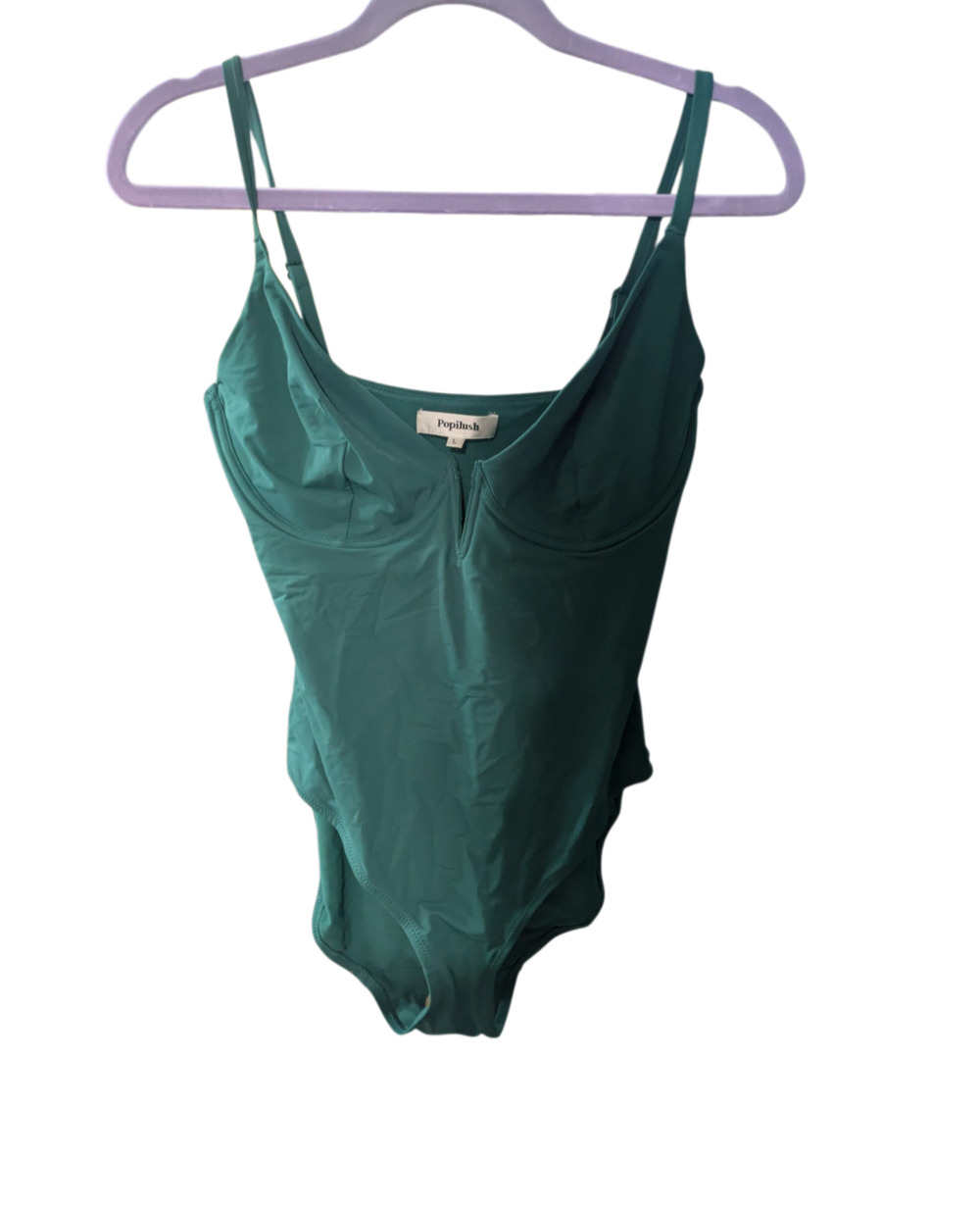 Popilush Green Underwire Shapewear One Piece Bodysuit Swimsuit Size L